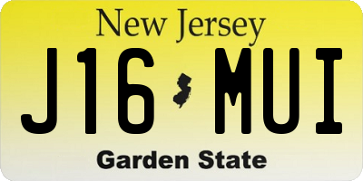 NJ license plate J16MUI