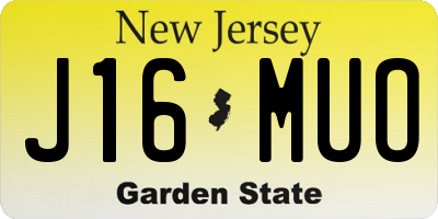 NJ license plate J16MUO