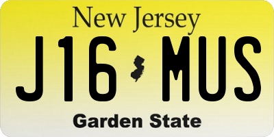NJ license plate J16MUS