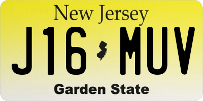 NJ license plate J16MUV