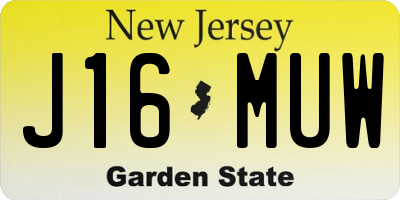 NJ license plate J16MUW
