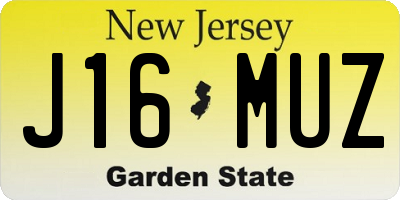 NJ license plate J16MUZ