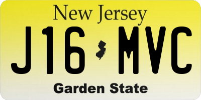 NJ license plate J16MVC