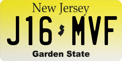 NJ license plate J16MVF