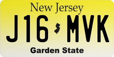 NJ license plate J16MVK