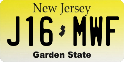 NJ license plate J16MWF