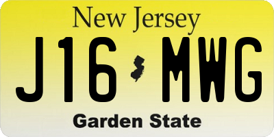 NJ license plate J16MWG