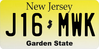 NJ license plate J16MWK