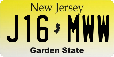 NJ license plate J16MWW
