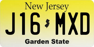 NJ license plate J16MXD
