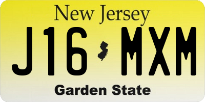 NJ license plate J16MXM