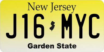 NJ license plate J16MYC