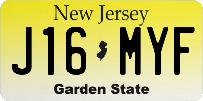 NJ license plate J16MYF