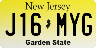 NJ license plate J16MYG