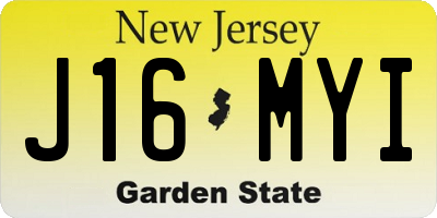 NJ license plate J16MYI