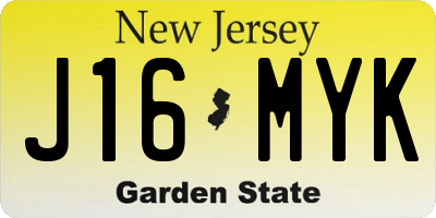 NJ license plate J16MYK