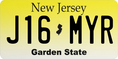 NJ license plate J16MYR