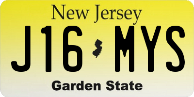 NJ license plate J16MYS