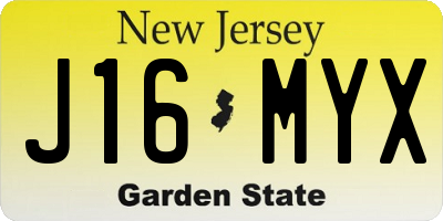 NJ license plate J16MYX