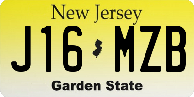 NJ license plate J16MZB