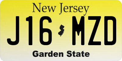 NJ license plate J16MZD