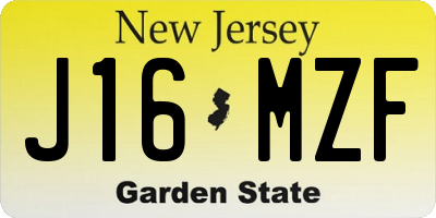 NJ license plate J16MZF