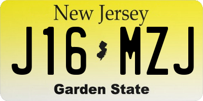 NJ license plate J16MZJ