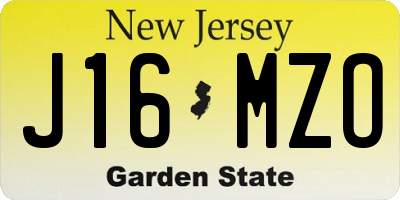 NJ license plate J16MZO