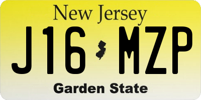 NJ license plate J16MZP