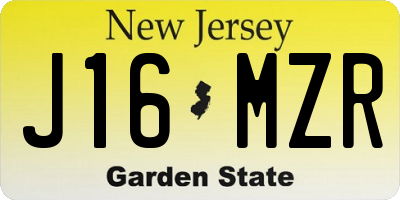 NJ license plate J16MZR