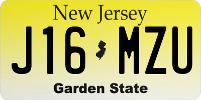 NJ license plate J16MZU