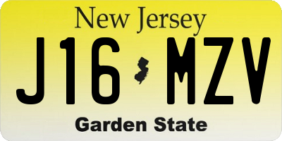 NJ license plate J16MZV