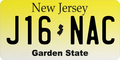 NJ license plate J16NAC