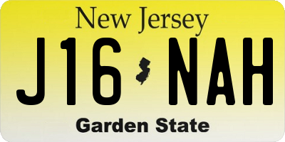 NJ license plate J16NAH