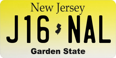 NJ license plate J16NAL