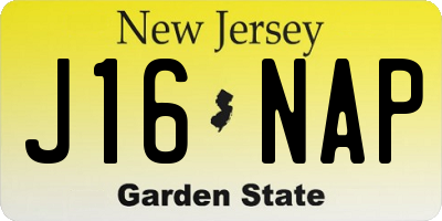 NJ license plate J16NAP