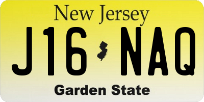 NJ license plate J16NAQ