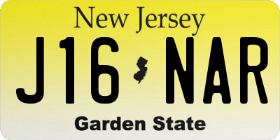NJ license plate J16NAR