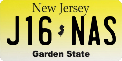 NJ license plate J16NAS