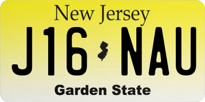 NJ license plate J16NAU