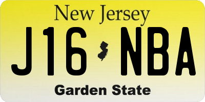 NJ license plate J16NBA