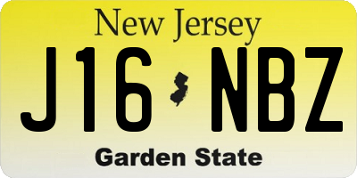 NJ license plate J16NBZ