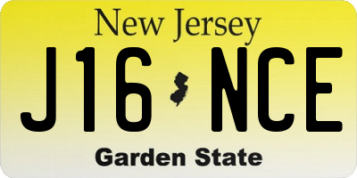 NJ license plate J16NCE