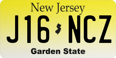 NJ license plate J16NCZ