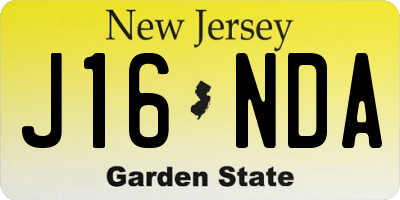 NJ license plate J16NDA