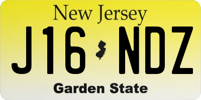 NJ license plate J16NDZ