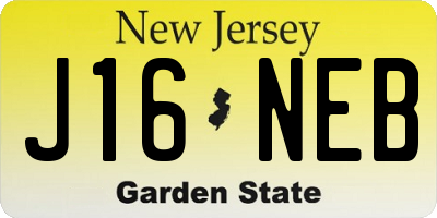 NJ license plate J16NEB