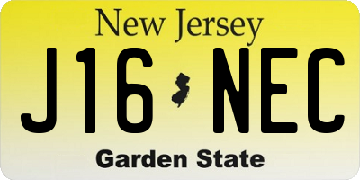 NJ license plate J16NEC