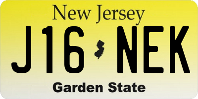 NJ license plate J16NEK