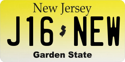 NJ license plate J16NEW